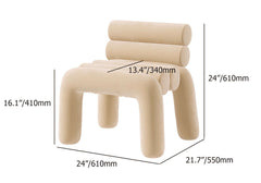 Beige Velvet Accent Chair Upholstery Horizontal Channeled for Living Room - Comfortable and chic lounge chair option