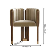 Modern Wood Accent Chair Camel Velvet Upholstered Arm Chair