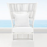 Midcentury Moden Style Wingback Chair Rattan with White Cushion Pillow