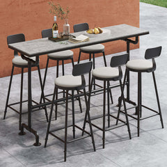 Rust-resistant metal 7-piece outdoor patio bar dining set