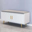 Upholstered velvet shoe rack with door - white retro bench for stylish storage