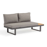 3Pieces Sectional Outdoor Sofa Set with Cushion Back and Side Table