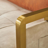 Modern Convertible Full Sleeper Gold Metal Beige Upholstered Sofa Bed