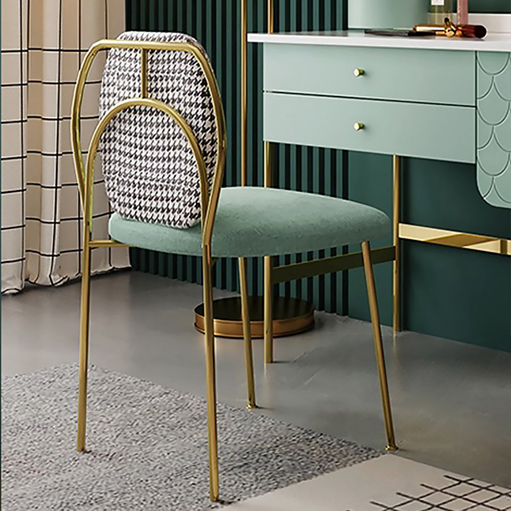 Modern Armless Dining Chair with Gold Metal Legs Side Chair