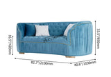 83" Luxury Modern Blue Velvet Upholstered 3Seater Sofa