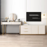 Modern Offwhite Makeup Vanity Set with Storage TV Stand Mirror Included