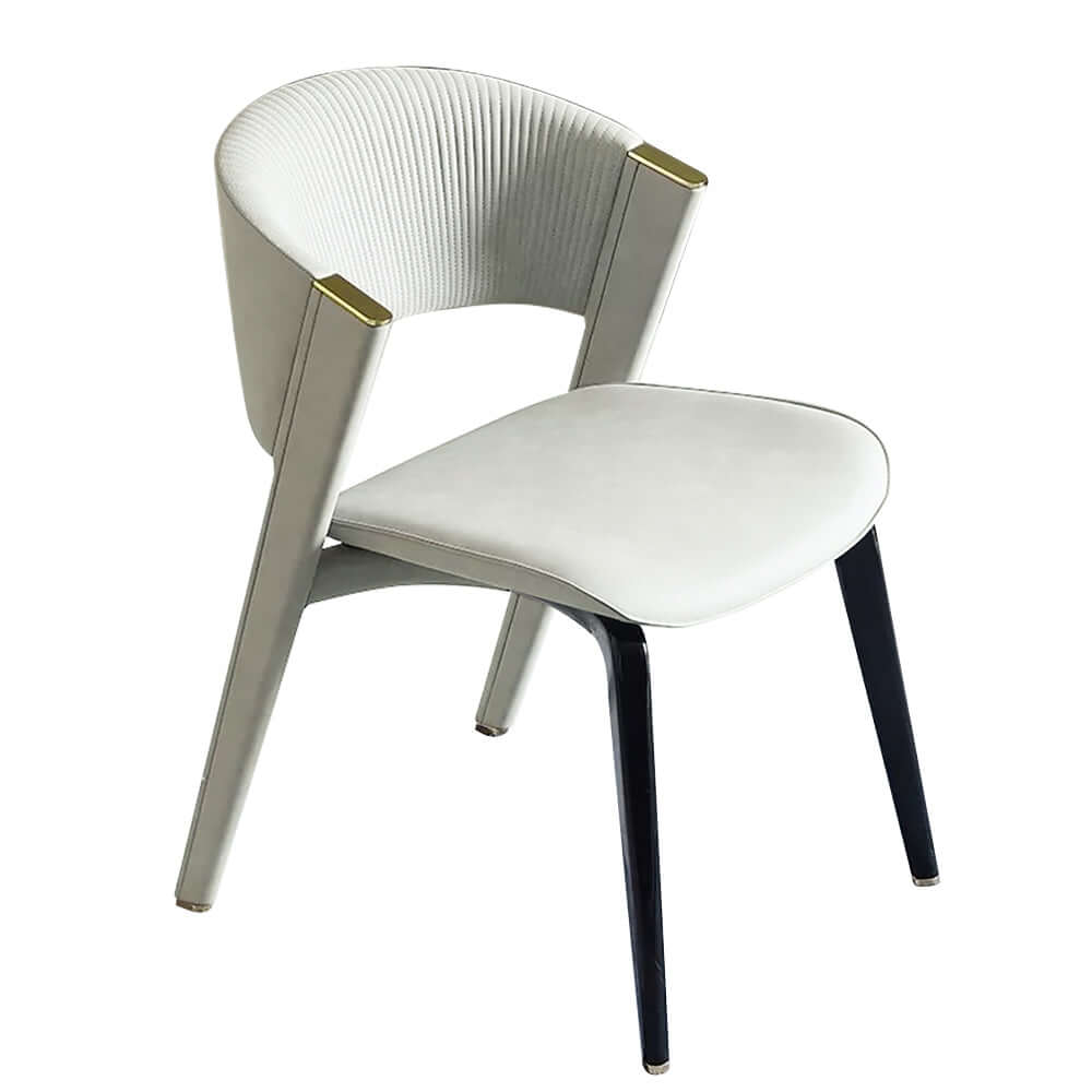 Modern Off White Dining Chair Faux Leather Upholstered Curved Back Set Of 2 Cocochairs 0386