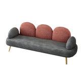 55.1" TwoTone Velvet Upholstered Sofa 2Seater Settee in Gray & Pink