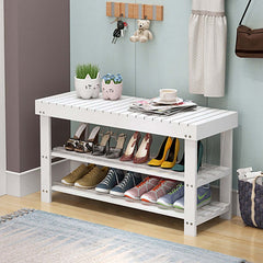 White shoe rack with 39.4'' height and 2 tiers, perfect for modern entryway organization