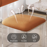 Modern Upholstered Orange Velvet Dining Chairs (Set of 2) Acrylic Side Chairs