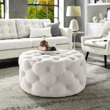 Tufted Ottoman Light Gray Velvet Coffee Table Tufted Cocktail Round Pouf Small