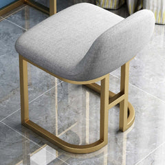 Gold metal base makeup table with faux marble top, mirror, drawer, and chair for small spaces