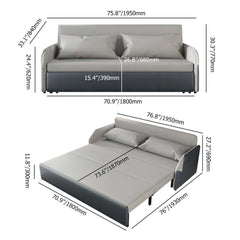 Stylish and practical 77 inch sleeper sofa with leathaire upholstery and convertible storage for multi-functional use