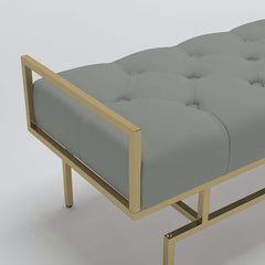 31.5'' modern faux leather upholstered bench with stunning gold metal legs