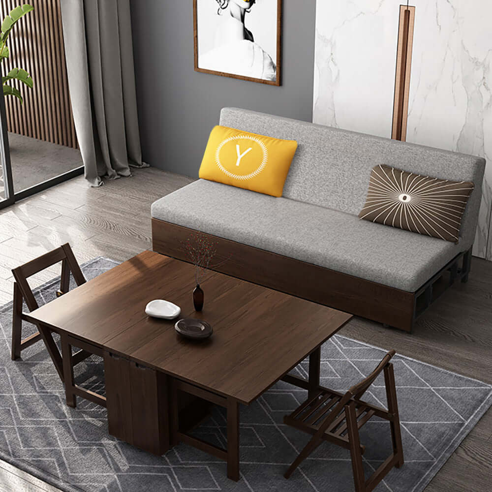 Umbaubares Schlafsofa mit faltbarem Esstisch, Leinen-Sofabett
