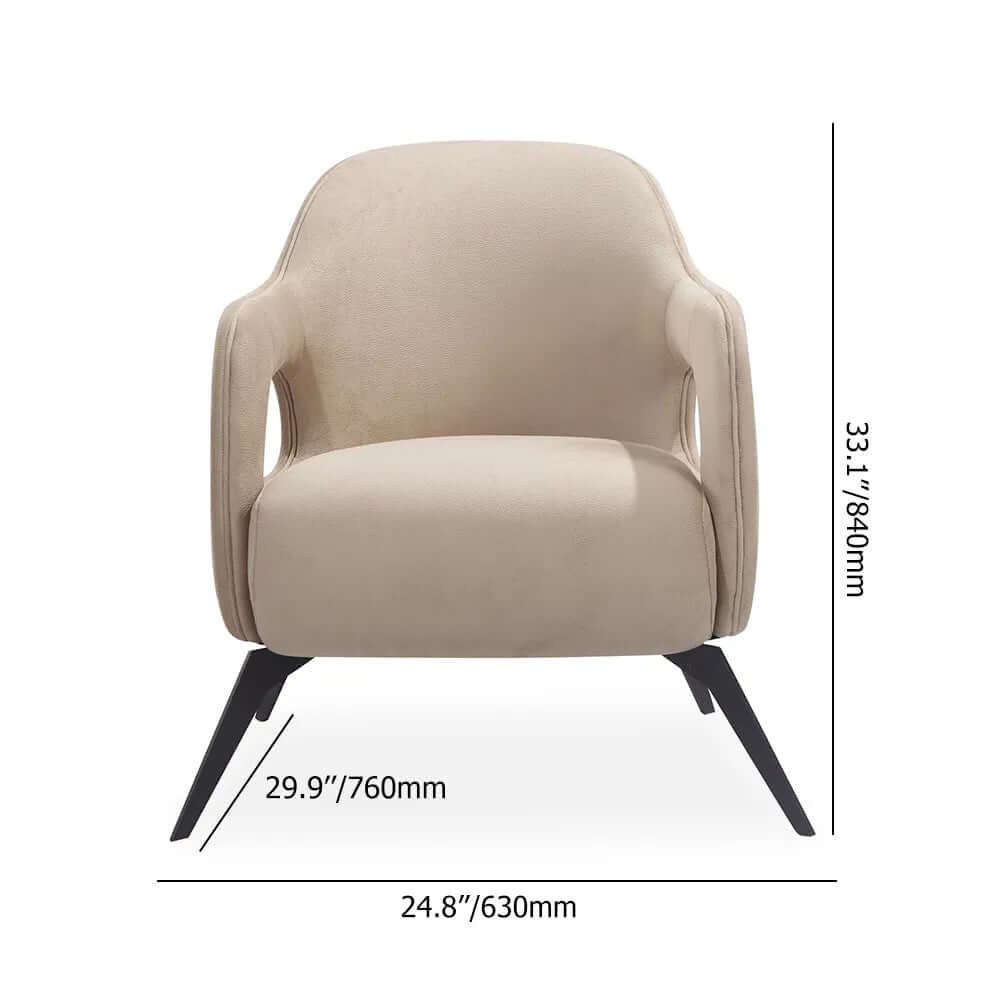 Beige Fabric Armchair with Metal Legs and Open Arms for Modern Home Interiors