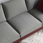 110.2" Gray & Red Corner Sofa with L-Shaped design and LeathAire Upholstery for Living Room