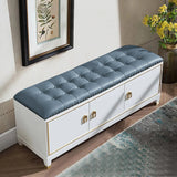 39.4" Faux Leather Upholstered Entryway Bench with Storage Shoe Cabinet 3Door