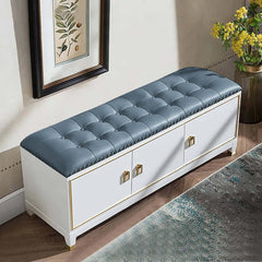 Contemporary Faux Leather Shoe Cabinet Bench