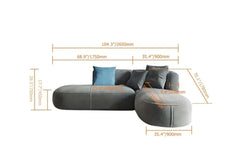 L-Shaped Sectional Corner Modern Modular Sofa with Pillows in Gray - 104.3 inch