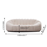 83" Modern Oval Boucle White Upholstered 3Seater Sofa