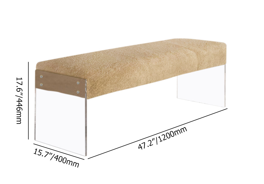 Modern Bedroom Boucle Tufted Long Bench with Acrylic Base