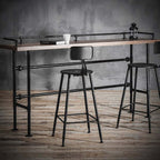 Metal leg industrial bar table set with 3 stools