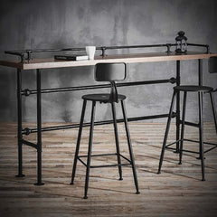 Metal leg industrial bar table set with 3 stools