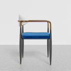 Classy set of 2 white and blue arm chairs for dining room