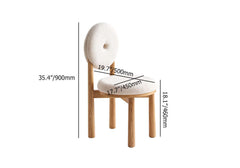 Sleek white boucle sherpa chair with natural wood legs