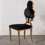 Poker style chair in luxurious velvet and golden legs for a statement piece in any interior