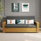 82" Gray & Brown Full Sleeper Sofa with Cotton & Linen Fabric, Convertible Sofa Bed with Storage