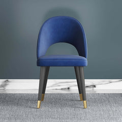 Stylish and modern blue velvet dining chair with a curved back, set of 2 for elegant dining