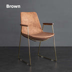 Upholstered dining chair with sleek gold legs and modern black PU leather seat