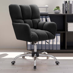 Modern office chair in cotton and linen upholstery with swivel function and adjustable height for comfort