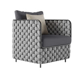 27.6" Wide Modern Aluminum & Rope Outdoor Patio Sofa with Cushion in Gray