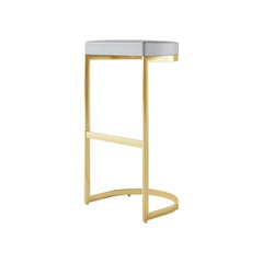 Fashionable gray PU leather bar stool with modern gold frame for home decor