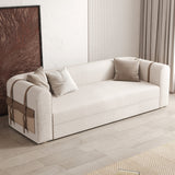 87" Modern White Boucle Sofa Bed Convertible Full Sleeper with Side Storage