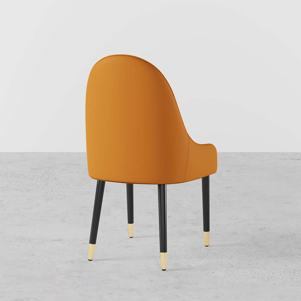 Trendy white and orange dining chairs with metal legs, set of 2, designed with PU leather for upscale dining experience