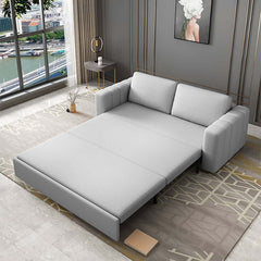 Elegant 71" gray sofa bed with storage, cotton & linen upholstery for convenience