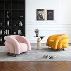 Modern yellow chair with velvet upholstery and metal base for stylish interiors