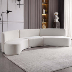 Chic 120 inch white curved sofa with plush velvet upholstery for living room