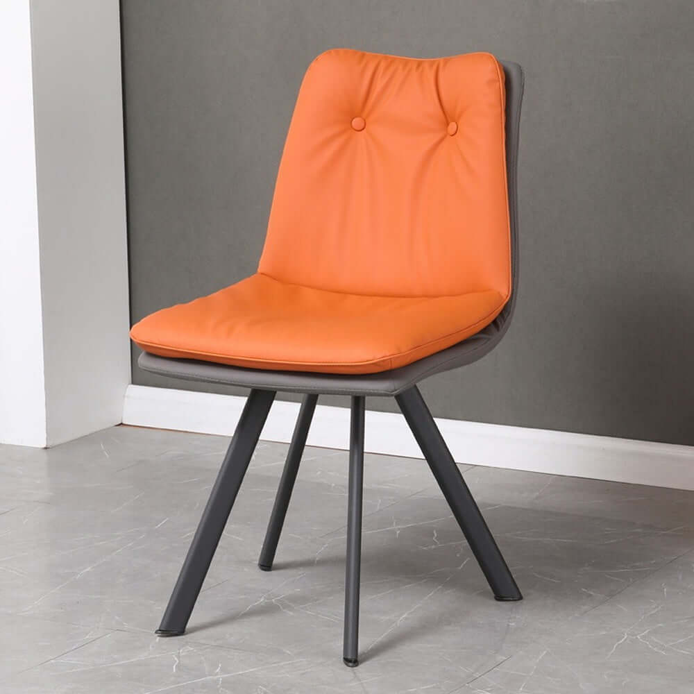 Modern upholstered orange dining chair in PU leather with elegant design Main image