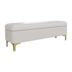 Chic Bedroom Flip Top Storage Bench in White PU Leather