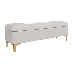 Chic Bedroom Flip Top Storage Bench in White PU Leather