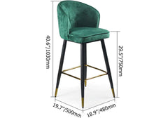 Luxurious blue velvet counter height stool with tufted details