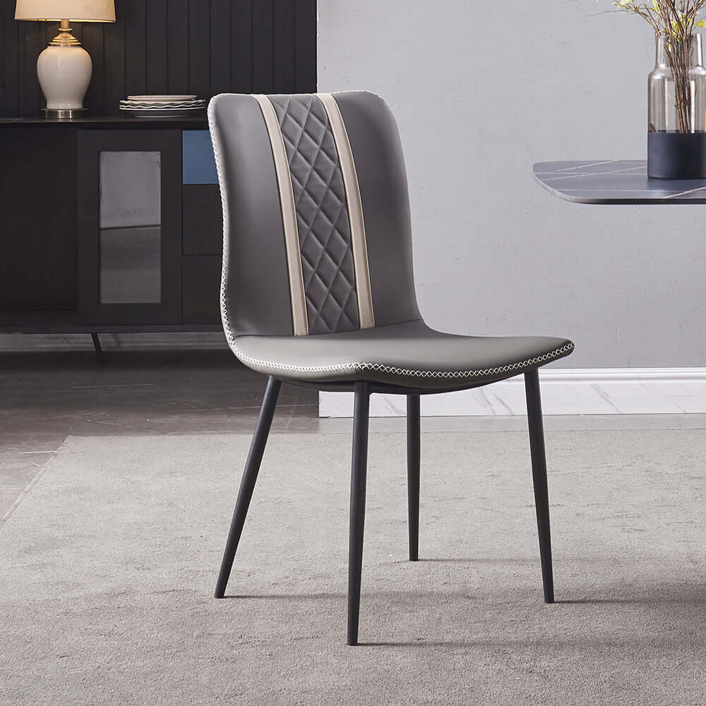 Gray Armless Dining Chair Faux Leather High Back Upholstered Dining ...