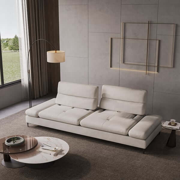 Modern velvet extra deep seat 4 seater sofa with adjustable armrest and backrest in elegant design