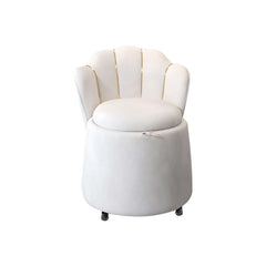 Stylish white swivel vanity stool with petal back, perfect accent chair for your makeup area