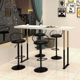 Modern Upholstered Adjustable Height Swivel Black Bar Stool Set of 2
